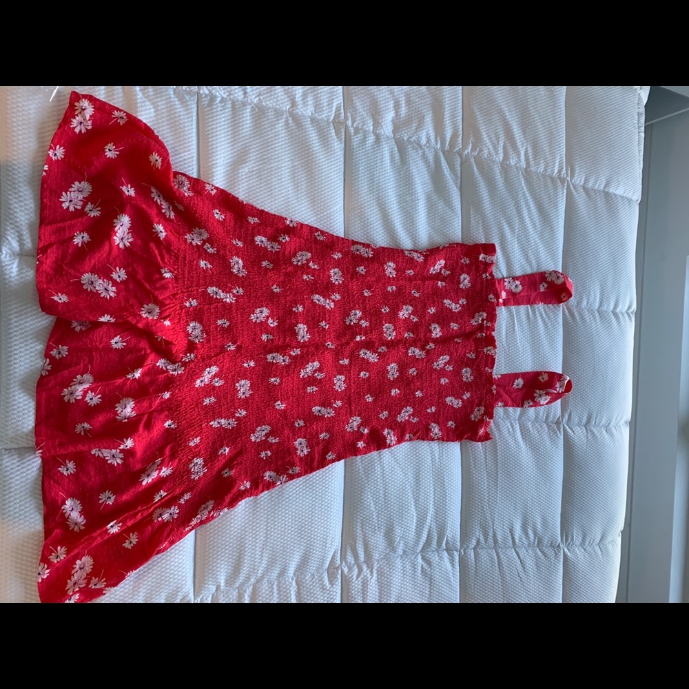 Floral red wine tasting dress